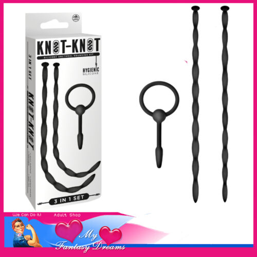 Knot Knot | Urethral Sounding Kit 3 Set 29.2cm Insert 5.3cm Insert 1cm & .8 Wide Silicone Black