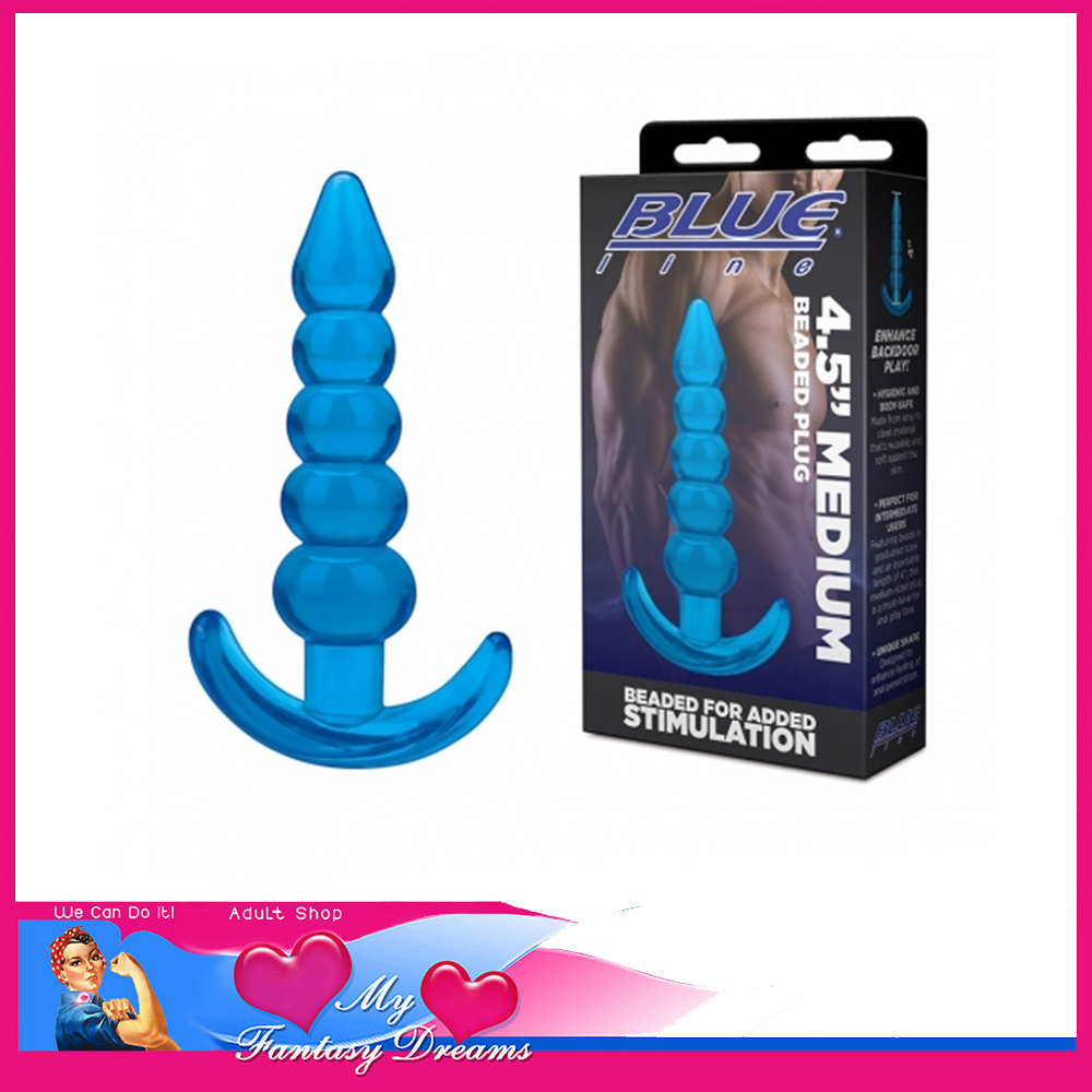 Blueline | Anal Bead Plug Tpe Jelly Feel Smile Base 4.5" Total Blue