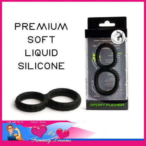 Sport Fucker | Enigma Dual Cock Ball Penis Ring Liquid Silicone Stretchy 30mm 35mm Black