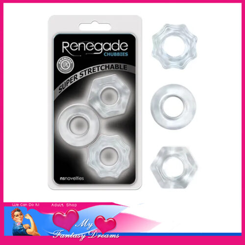 Renegade | Chubbies 3 Set Stretchy Tpw Jelly Feel Comfort Penis Rings Set Suits Up to 1.5" Penis Clear