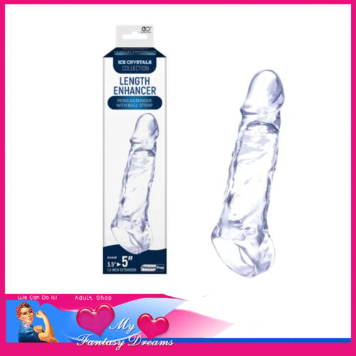 Ice Crystals Collection | Length Enhance Penis Extension Ball Strap 8.9cm Insert Adds 1.5" Tpe Clear