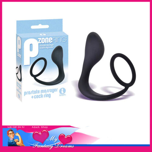 P Zone Ring | Prostate Massager & Cock Ring 45mm Anal Plug 3.25" Insert Silicone Black