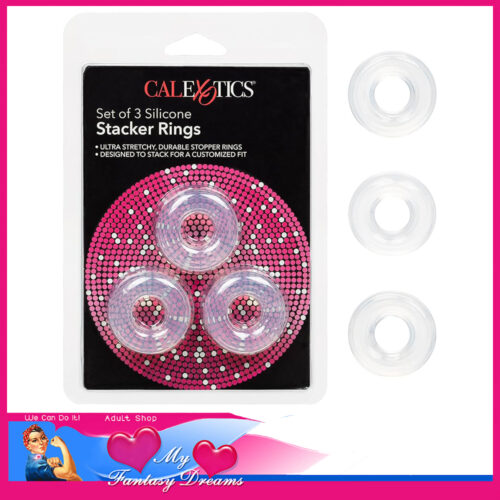 Calexotics | Set of 3 Stacker Penis Rings Thick Durable Anti Rolling 1.5cm Inner Silicone Clear