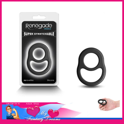 Renegade | Cradle Penis Ring With Attached Ball Ring Silicone 30mm & 40mm Black
