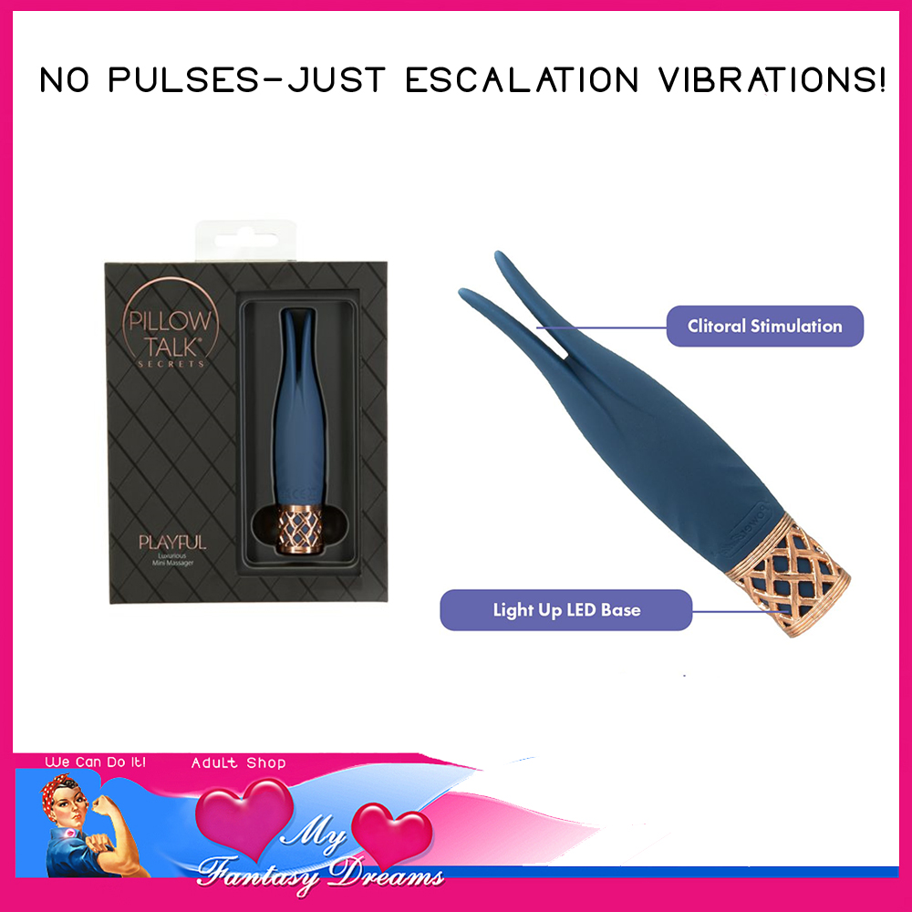 Pillow Talk | Playful Escalating Unique Vibrations Clit Hugging Usb 5" Bullet Waterproof Blue