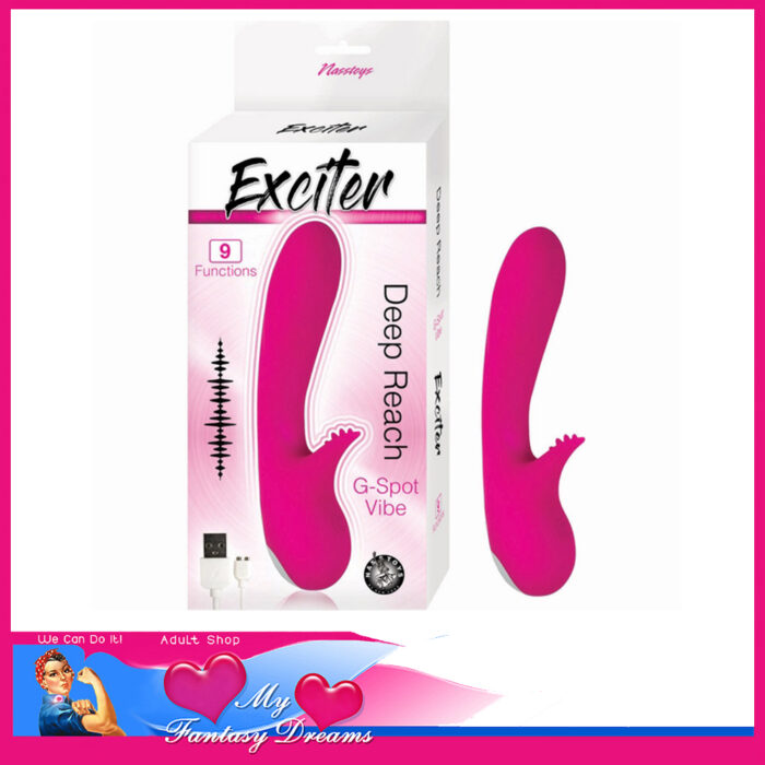 Exciter | Deep Reach Rabbit Usb Vibrator 9 Speeds Curved G Spot 4.5" Insert Silicone Pink