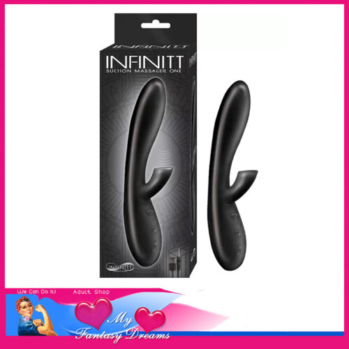 Infinitt | Suction Massager One Usb Rabbit Vibrator Vacuum Clit Suckling 12 Speeds 2 Motors 8" Silicone black
