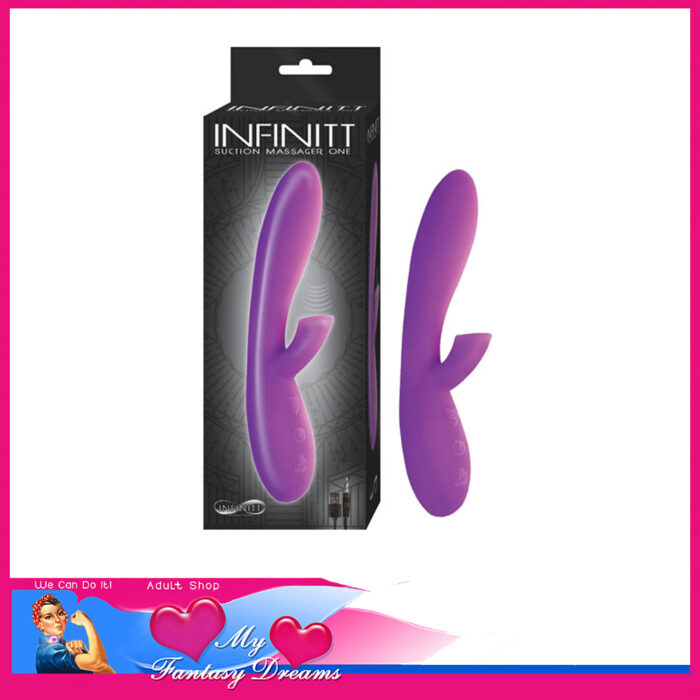 Infinitt | Suction Massager One Usb Rabbit Vibrator Vacuum Clit Suckling 12 Speeds 2 Motors 8" Silicone Purple