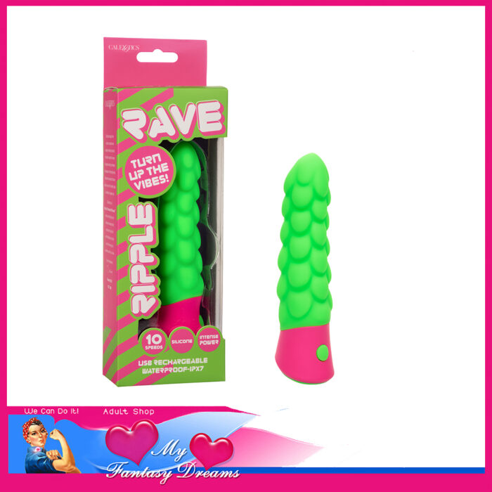 Calexotics | Rave Intense Vibrator Usb 5.5" 3D Bumpy Hard 10 Speeds Silicone Waterproof Green