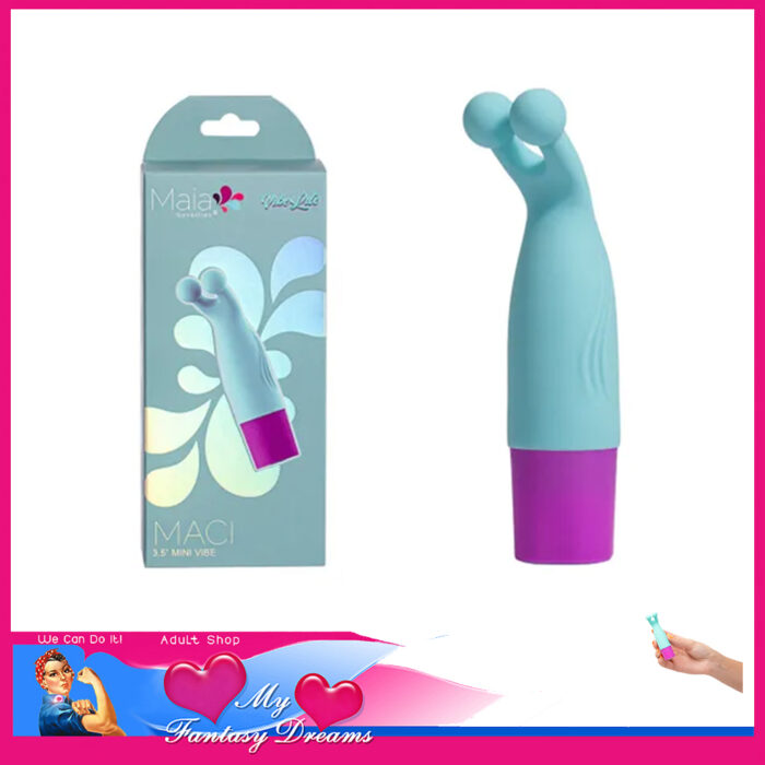 Maia | Maci Mini Usb Vibrator Rabbit Ears Bullet 10 Speeds 8.9cm Waterproof Silicone Green