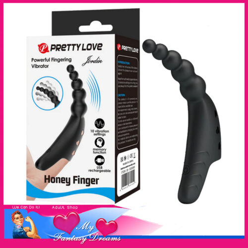 Pretty love | Jordin Honey Finger Curved Vibrator Bead Probe 10 Speeds 12.2cm Silicone Black
