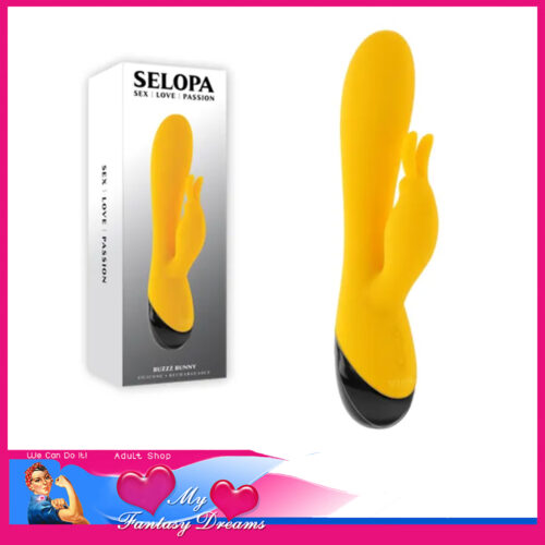 Selopa | Buzzz Bunny Rabbit Usb Vibrator 10 Speeds 2 motors 7.75" Waterproof Silicone Yellow