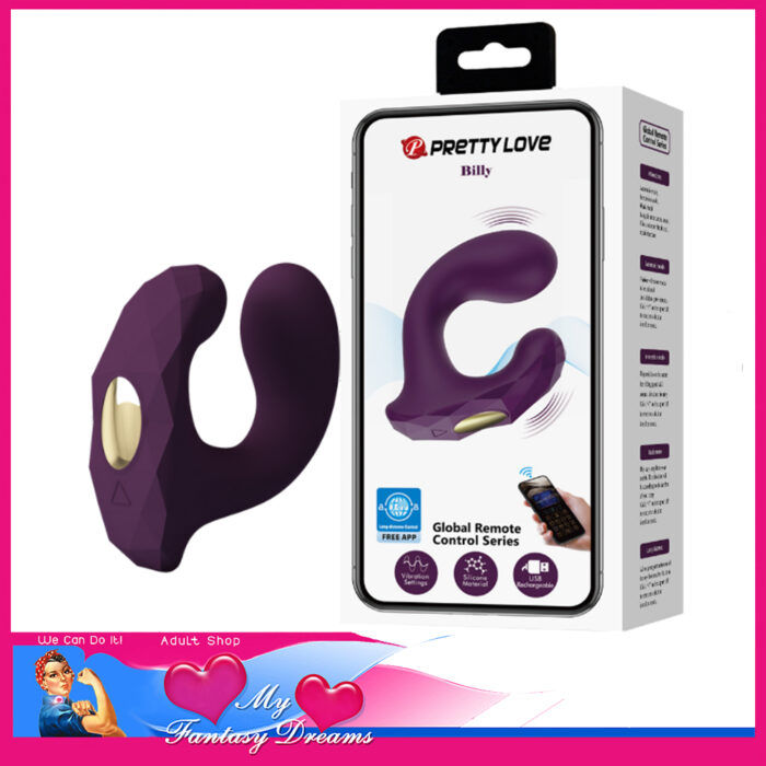 Pretty Love - Billy Optional App Remote 12 Speeds C Vibrator Usb 8cm x 6cm Silicone Purple