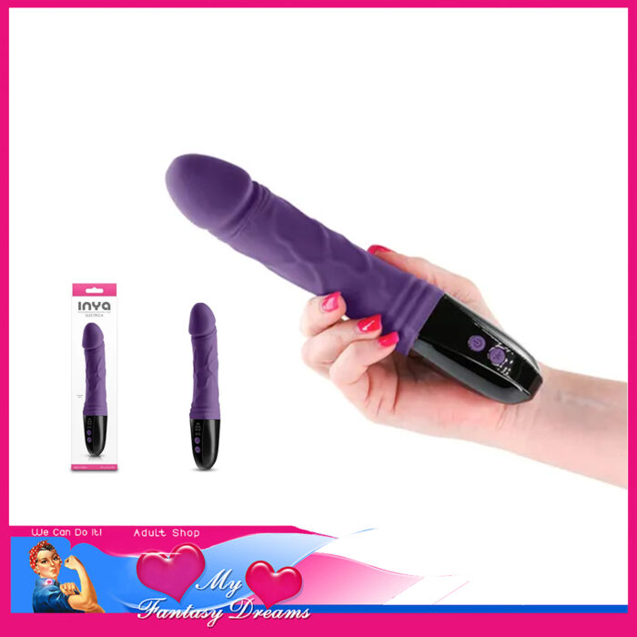 Inya - Electrica Digital Display 9 Speeds Usb Penis Vibrator 22.9cm Waterproof Silicone Purple