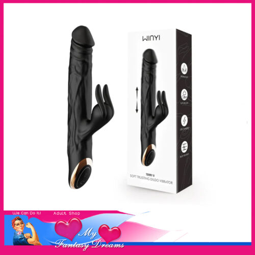 Winyi - Terry II Soft Telescopic Dilco Vibrator Rabbit Usb 10 Speeds Thrusts 24.5cm Black