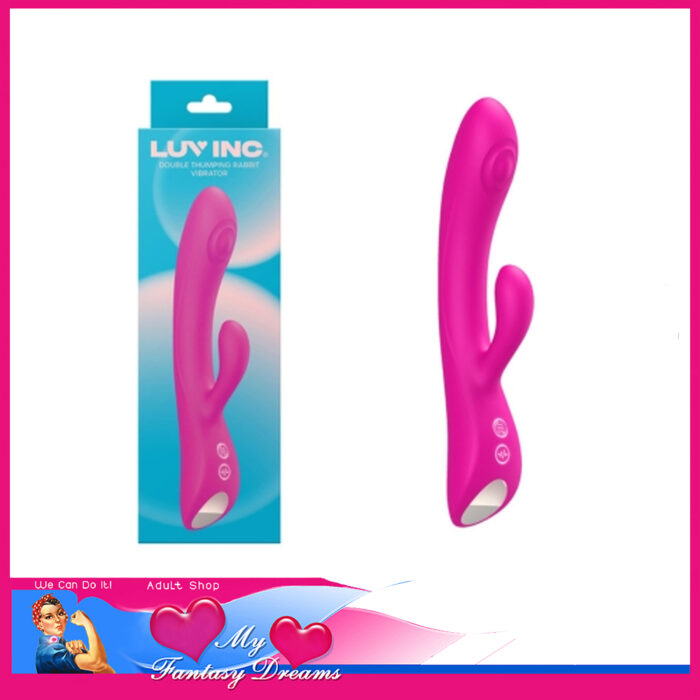 Luv inc - Double Thumping Rabbit Vibrator Usb 10 Speeds 8.6" Waterproof Silicone Pink