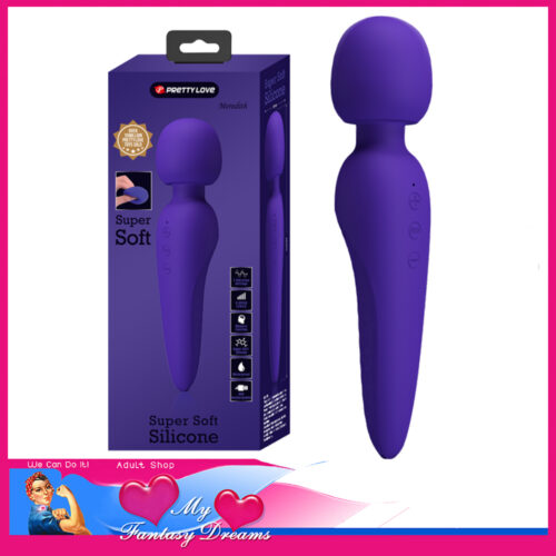 Pretty Love - Meredith Super Soft Massager Wand Memory Chip 35 Levels Vibrating 21.5cm Silicone Purple