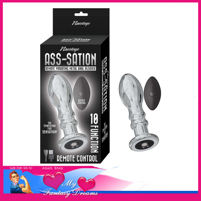 Ass-Sation | Remote Vibrating Metal Anal Pleaser Remote Usb 10 Speeds 4.5" Silver