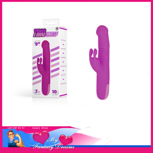 Trio Thruster - 9" Rabbit Vibrator 10 Speeds 3 Levels Rotates Thrusts 2 Motor Pink