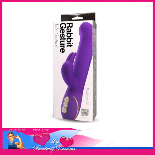 Vibe Couture - Rabbit Gesture Usb 9" Large Wiggle Tip Vibrator 7 Speeds Silicone Purple