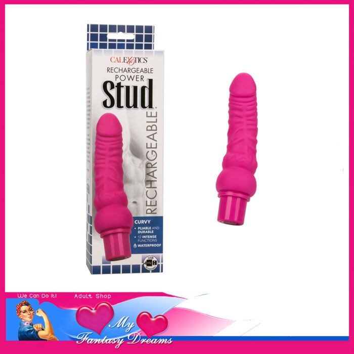 Calexotics - Rechargable Power Stud® Curvy 12 Speeds 6.75" x 1.5" Silicone Pink