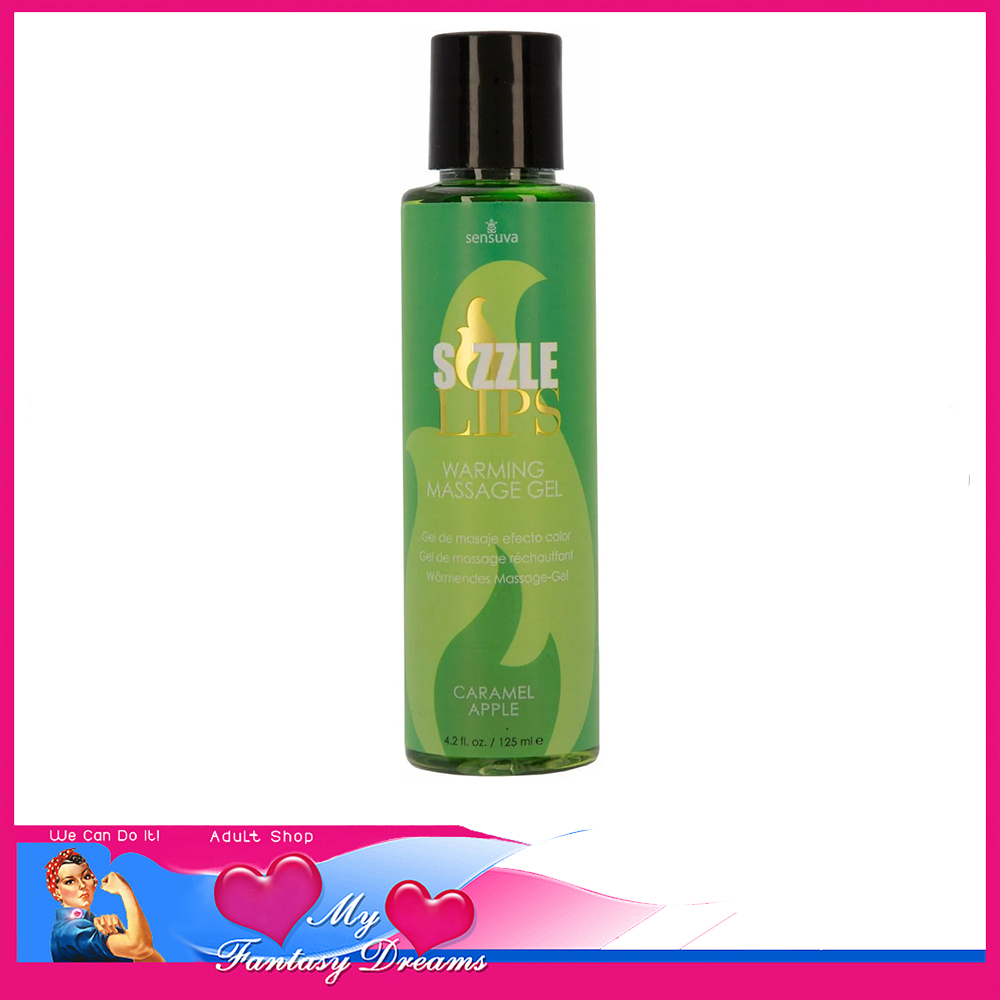 Sizzle Lips | Warming Edible Gel Lubricant Slippery Tingling Caramel Apple 125ml Disc Lid