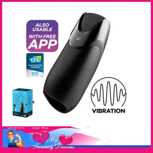 Satisfyer - Men Vibration App Remote Vibrating Male Stroker USB 6" Head Tease Black