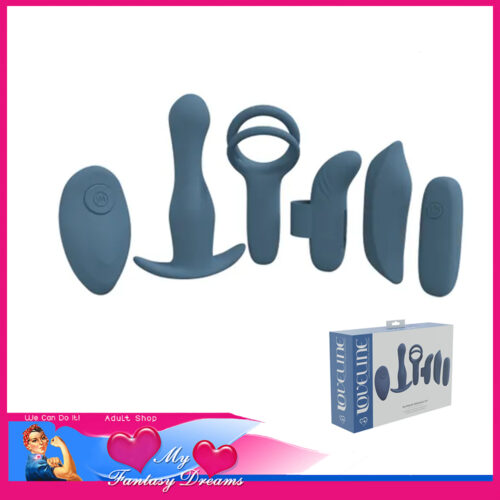 Loveline Supreme Weekend Kit Couples Vibrating Remote 10 Speeds Interchange 5 Deep Blue