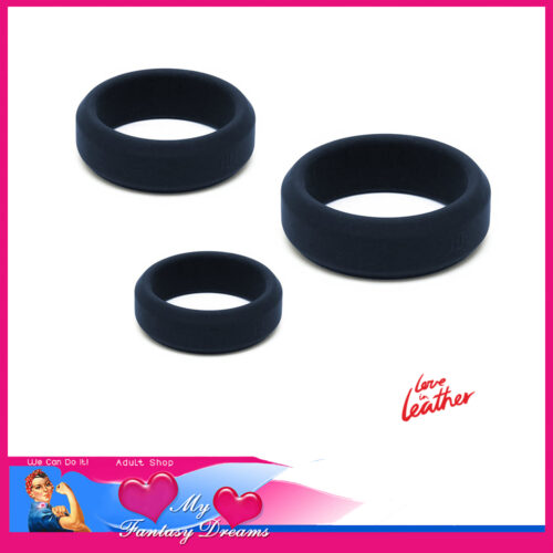 Love in Leather | Fat Boy 3 Set Sturdy Durable Low Stretch Penis Ring Set 32 38 45mm RIN029