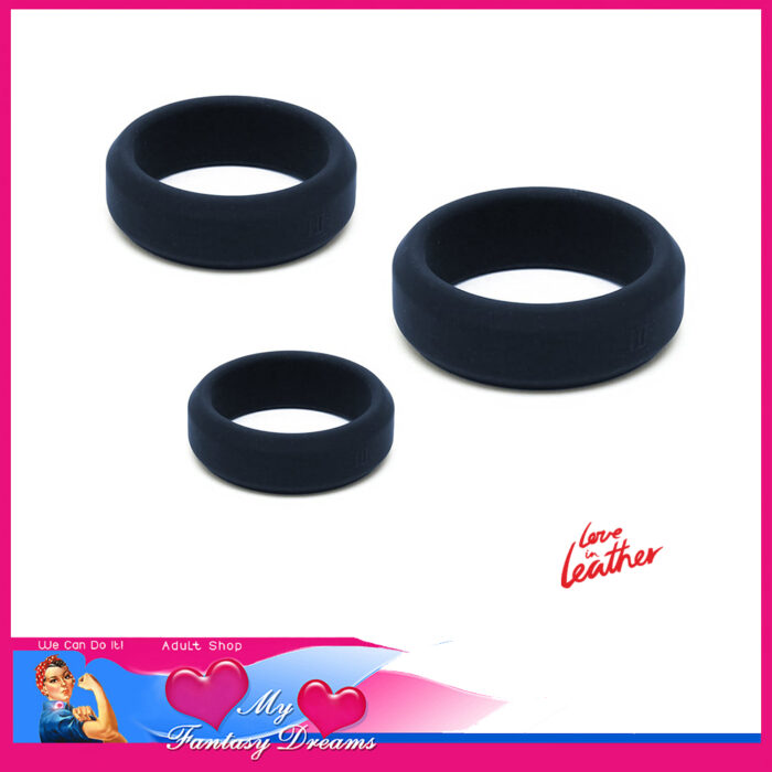 Love in Leather | Fat Boy 3 Set Sturdy Durable Low Stretch Penis Ring Set 32 38 45mm RIN029