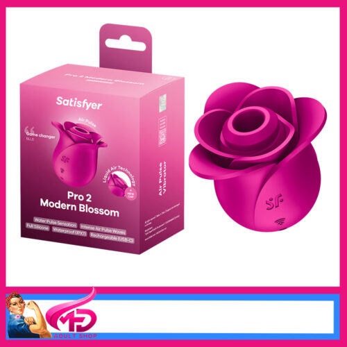 Satisfyer | Rose Pro 2 Modern Blossom Air Wave & Tapping Vibrating Suction Usb 2.5" Hot Pink