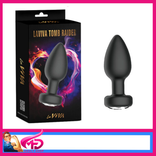 Laviva | Tomb Raider App Remote Control Gem Base Butt Plug Usb Vibrator 9cm x 3.4cm Black