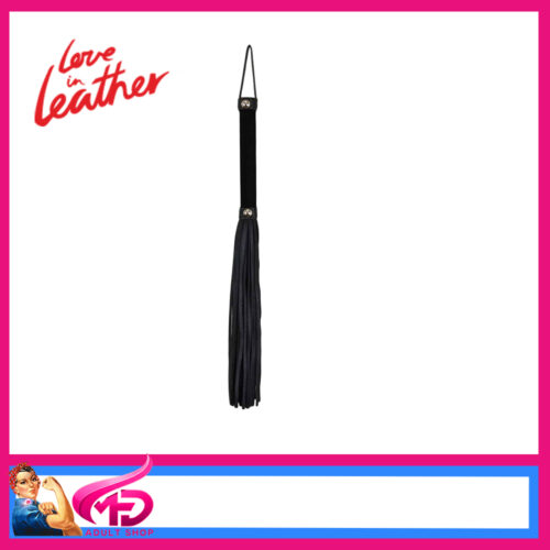 WHI051 Love in Leather | Suede Willy Whip 26cm Flogger Genuine Leather Black