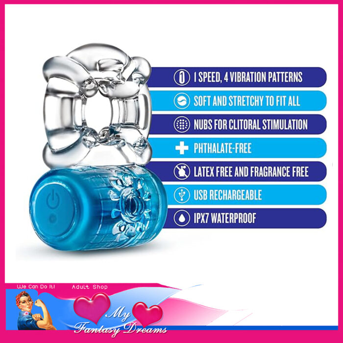 Play With Me - Pleaser Usb 1 Speed 4 Level Cock Ring Vibrating Tpe Blue Bullet