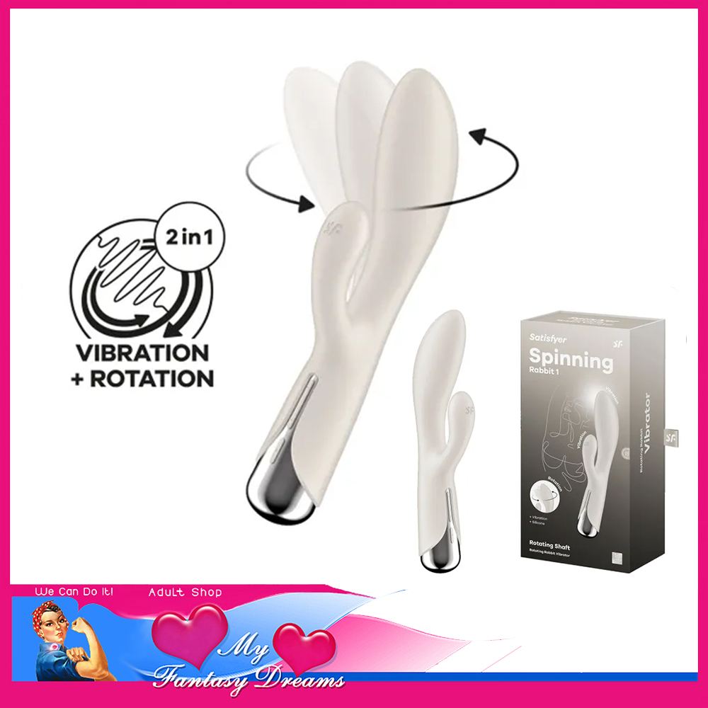 Satisfyer - Spinning Rabbit 1 5 Level Rotating Shaft Usb 20cm 12 Sp Vibration Beige