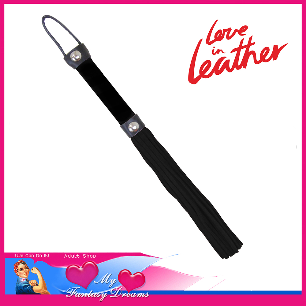 Love in Leather | Suede Willy Whip 26cm Flogger Genuine Leather Black