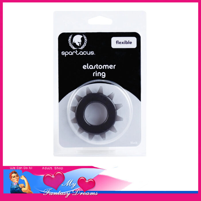 Sparticus | Elastomer Stretchy Thin Penis Ring Soft Spiked Ideally Up To 1.5" Max Stretch Black