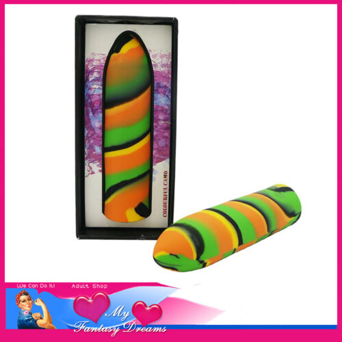 Colourful Camo | Vibrator Tracer Chunky Hard 12cm x 3cm Bullet Pulsator Usb Yellow