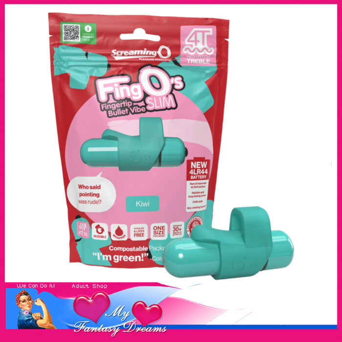 Screaming O - Fing O Slim Silicone Finger Sleeve With Battery Bullet Vibrator Green
