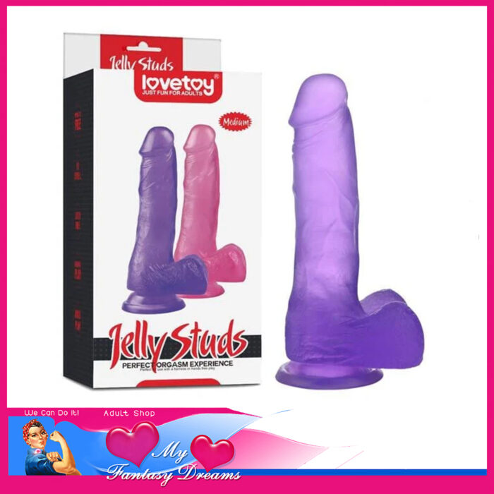 Lovetoy - Jelly Studs Medium Pvc Dildo 7" Dong Suction Base Purple