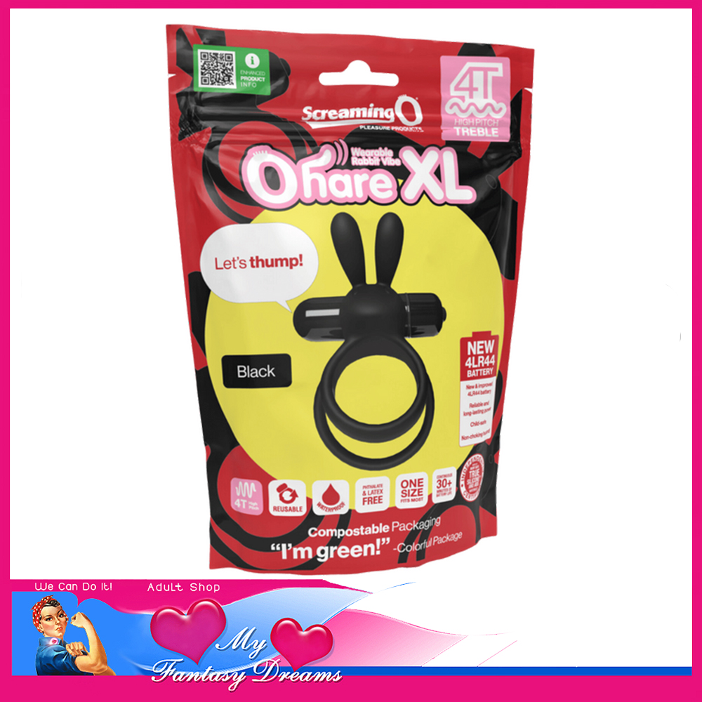 Screaming O - O 4B Ohare XL Silicone Button Battery Operated 5 Speed Vibrate Cockring Black
