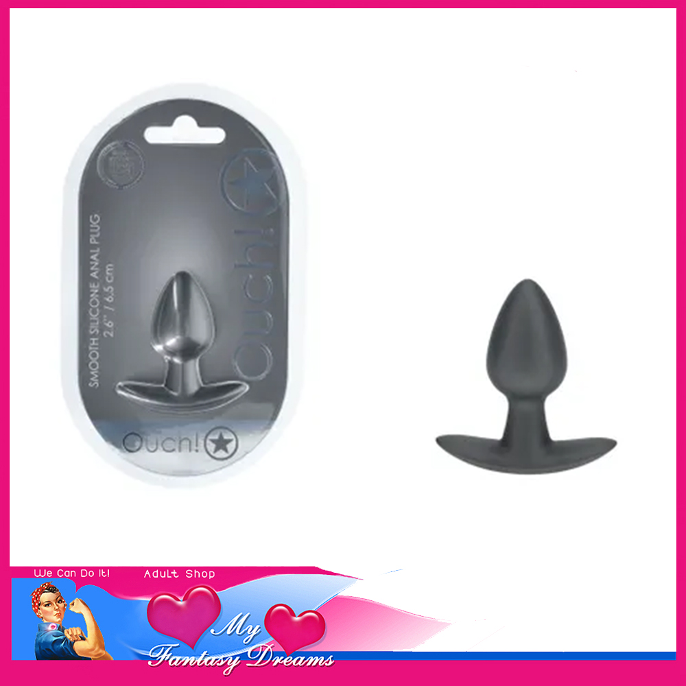 Ouch! | Smooth Silicone Butt Plug Smile Base 2.6" Small Metallic Grey