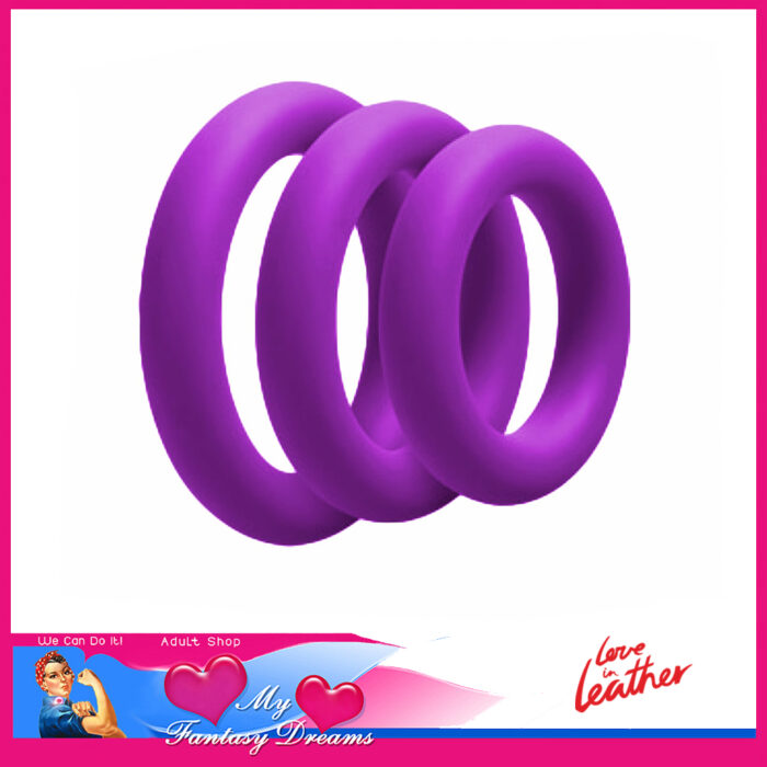 Love In Leather | Fat Boy 3 Pack Silicone Cock Rings 30mm 35mm 40mm Purple