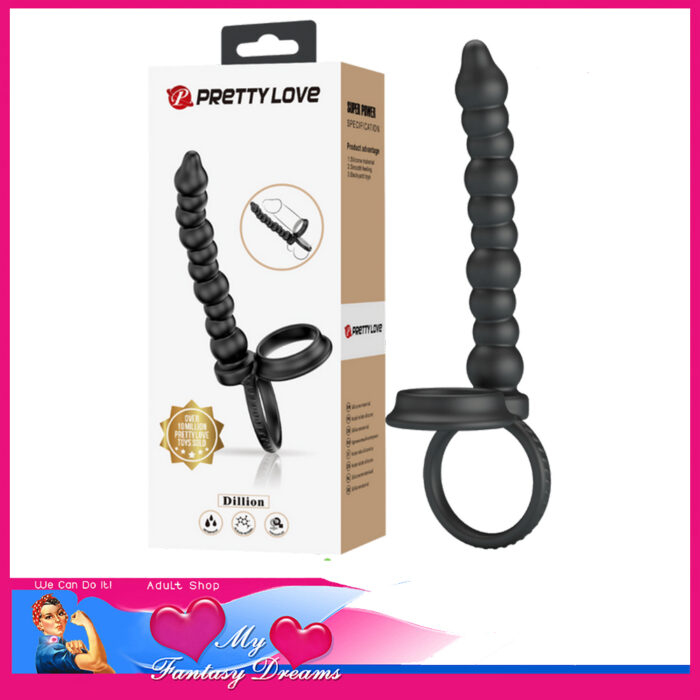 Pretty Love | Dillion Double Penetration 12cm Insert Dildo 35mm Cock & 45mm Ball Strap Silicone Black (Copy)