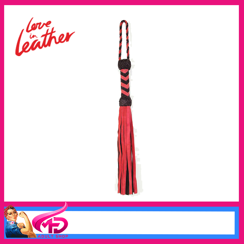 WHI014 Love In Leather | Turks Genuine Suede 46cm Flogger Whip Red/Black
