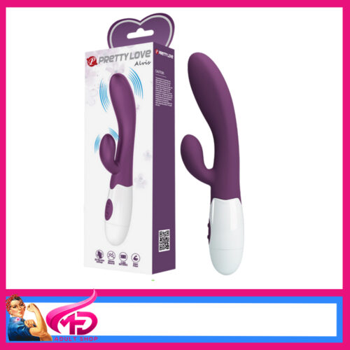 Pretty Love | Alvis Dual Mini 8" Rabbit Vibrator 30 Speed Battery Silicone Dark Purple