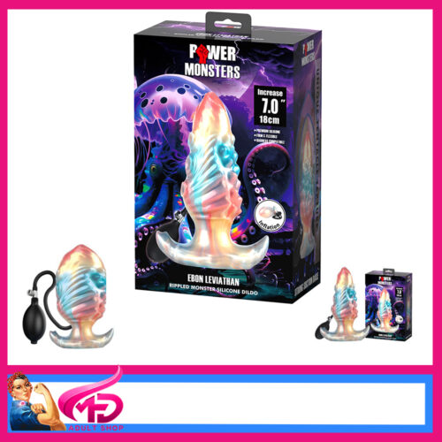 Power Monsters – “Ebon Leviathan” 7.0″ Inflatable Rippled Monster Silicone Plug (Holo Multicoloured)