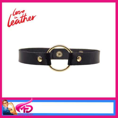 CHO027 Love In Leather Neck Collar 39-39cm Choker Raw Edge Pu Leather Gold