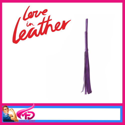 B-WHI01 Love in Leather | Pu Leather Flogger Lightweight Vegan Friendly Silver Stud 49cm Purple