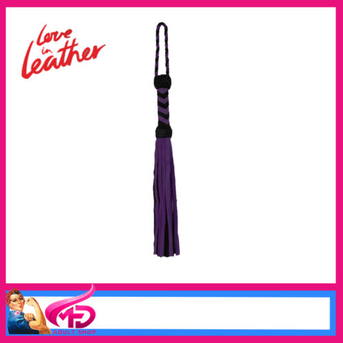 WHI013 Love In Leather | Turks Genuine Suede 66cm Flogger Whip Black / Deep Purple